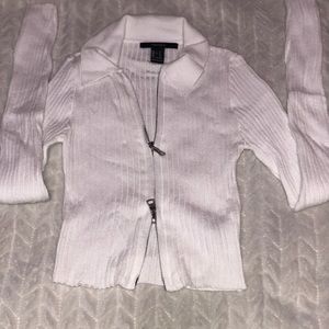 White sweater crop top